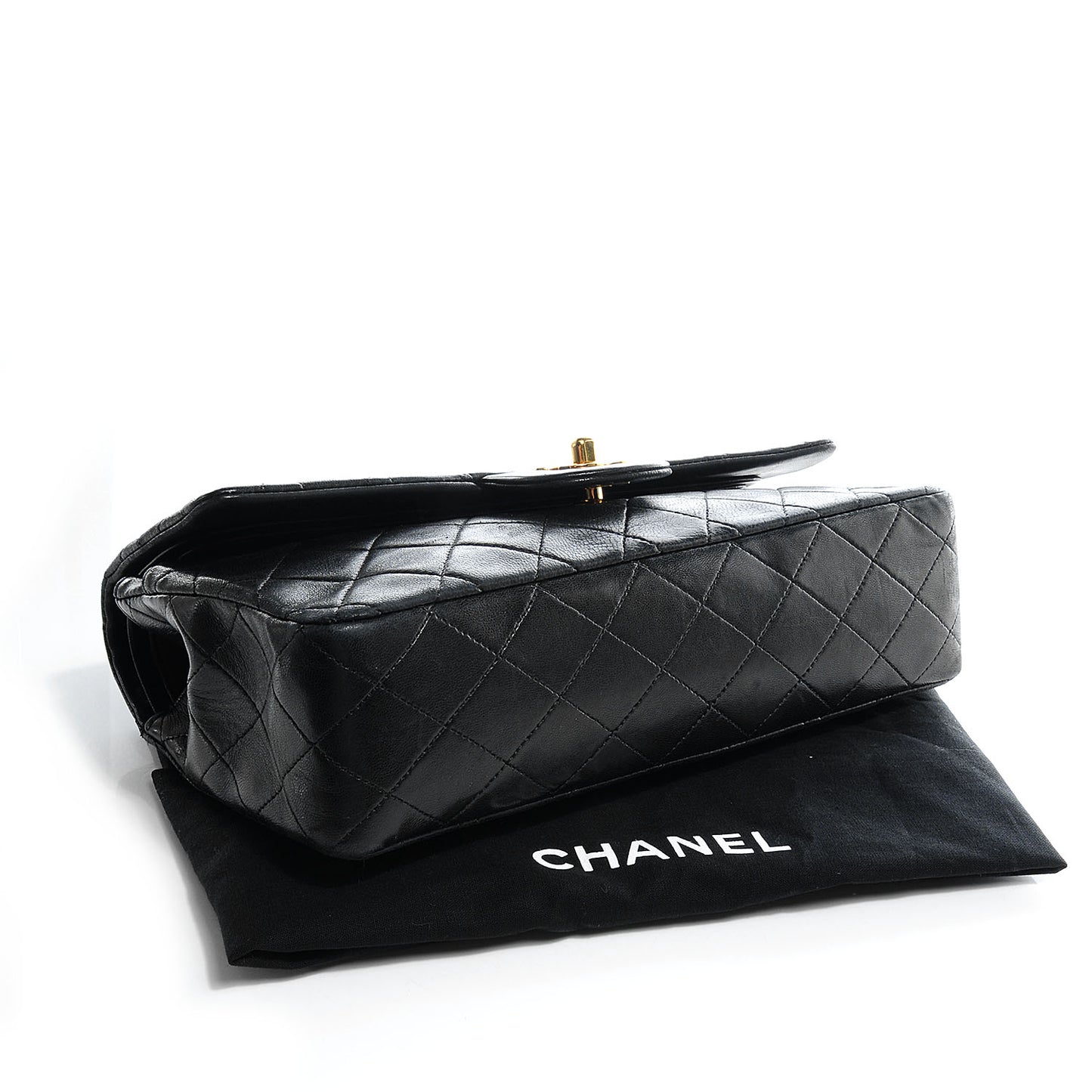 Lambskin Medium Double Flap Black