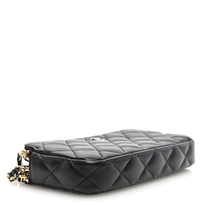 Chanel Lambskin Quilted Small Clutch With Chain Black 4 of 12