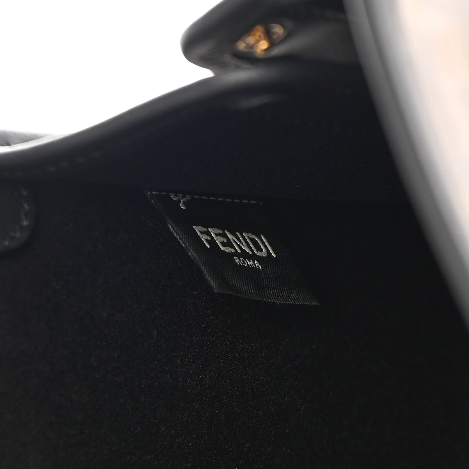 Fendi Glazed Fabric Vitello Century FF 1974 Stamp Patch Mini Peekaboo Defender Cover Mogano Panna Black 8 of 13