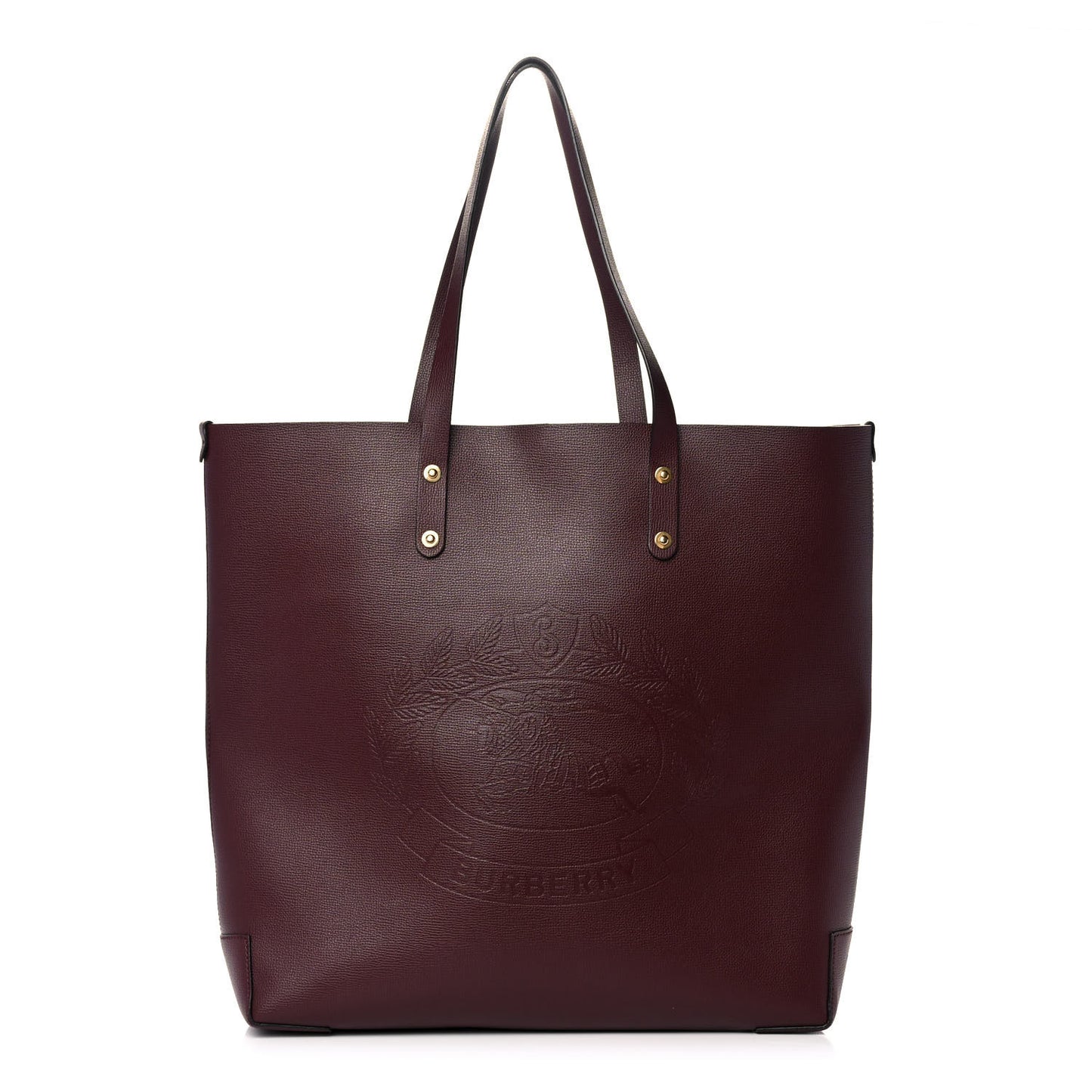 Calfskin Crest Embossed Large Tote Burgundy
