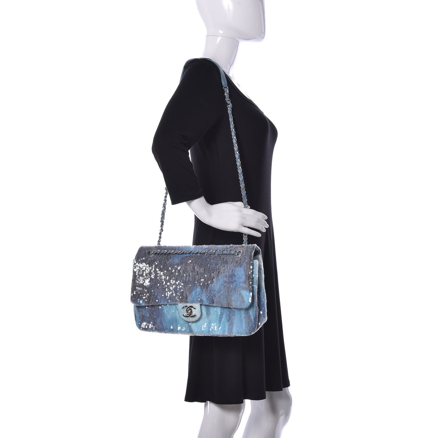 Sequin Large Waterfall Flap Light Blue