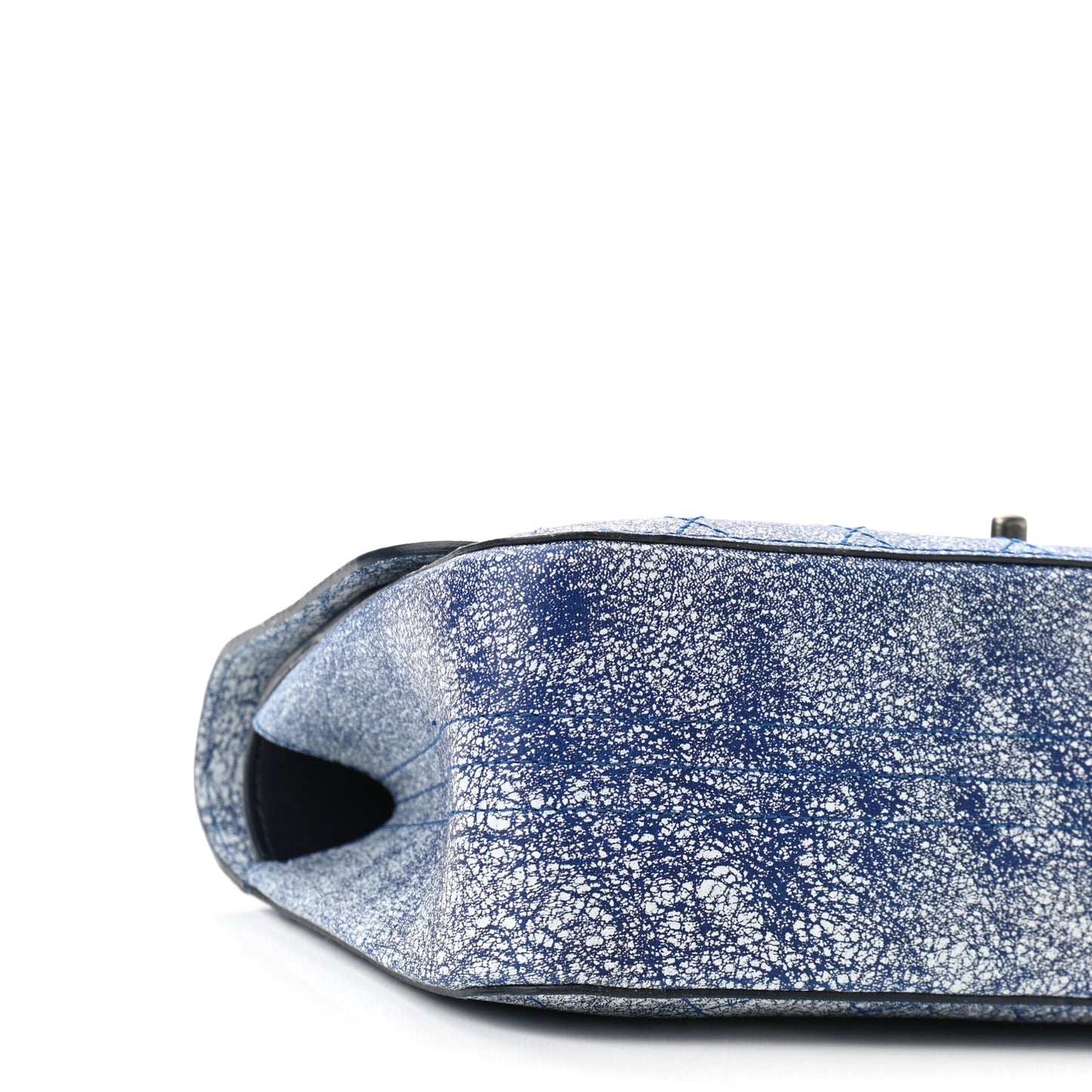 Crackled Calfskin Jumbo Double Flap Blue