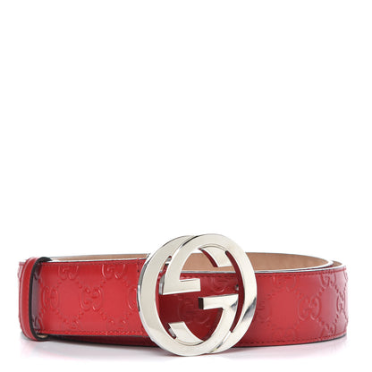 Gucci Guccissima Interlocking G 40mm Belt Red 1 of 6