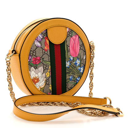 Gucci GG Supreme Monogram Flora Web Mini Ophidia Round Shoulder Bag Beige Multicolor Crop 3 of 11