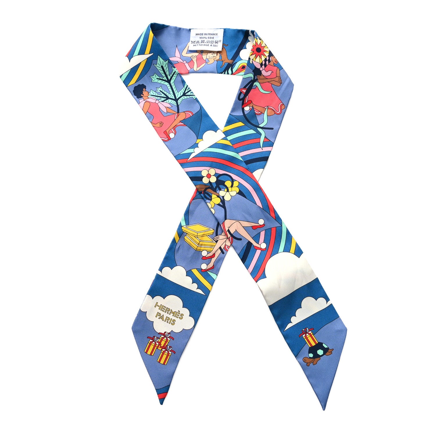 Hermes Silk Carres Volants Twilly Bleu Jaune Vif Multicolor 1 of 4
