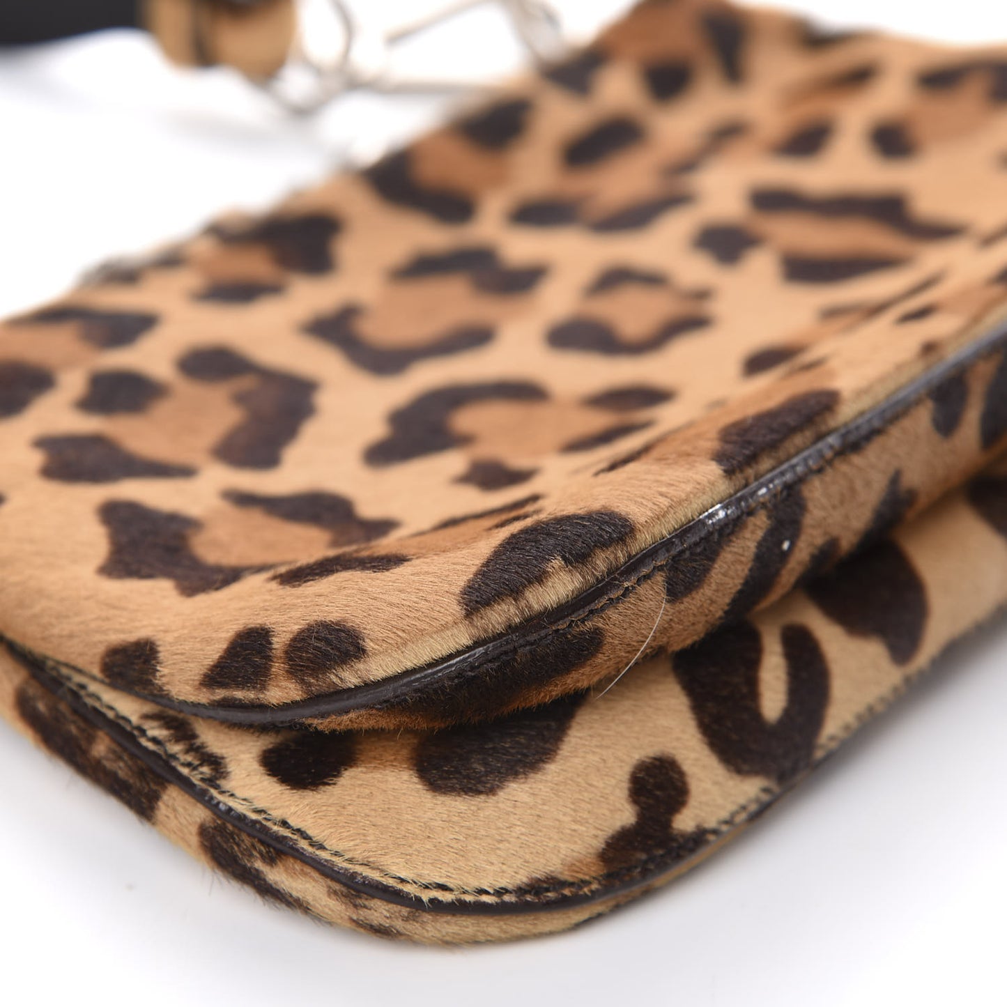 Calf Hair Leopard Print Shoulder Bag Miele Moro
