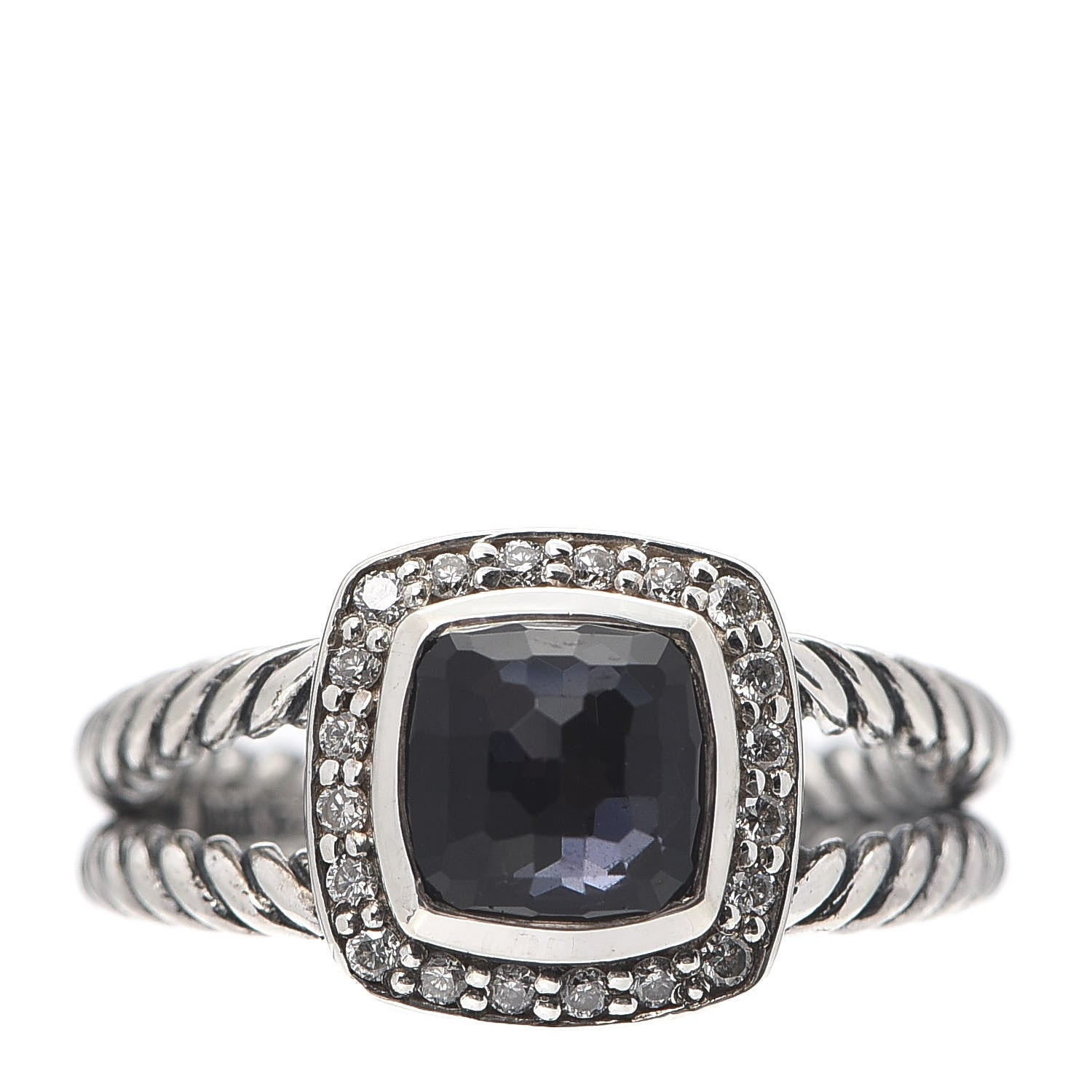 David Yurman Sterling Silver Diamond Black Orchid 7mm Petite Albion Ring 54 7 1 of 5