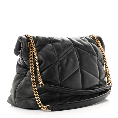 Saint Laurent Lambskin Quilted Medium Loulou Puffer Monogram Chain Satchel Black 3 of 13