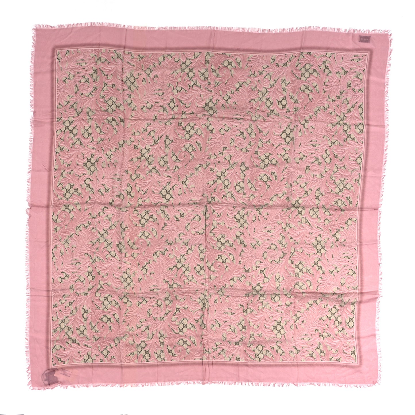 Modal Silk GG Monogram Big Arabesque Shawl Beige Pink
