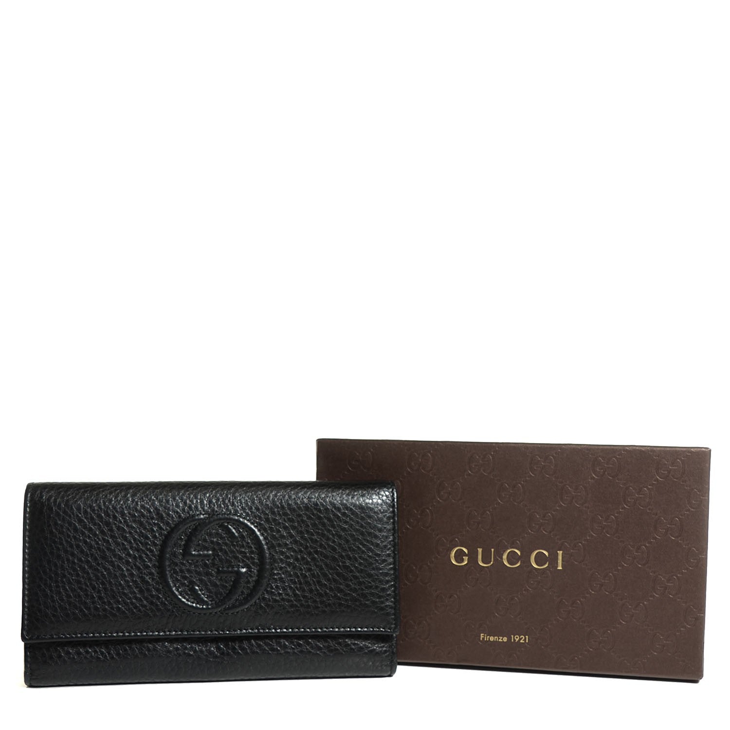 Gucci Pebbled Calfskin Large Soho Continental Wallet Black 5 of 8