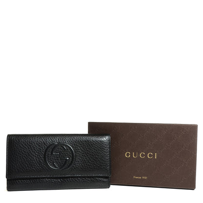 Gucci Pebbled Calfskin Large Soho Continental Wallet Black 5 of 8