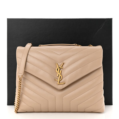 Saint Laurent Calfskin Y Quilted Monogram Medium Loulou Chain Satchel Dark Beige 11 of 11