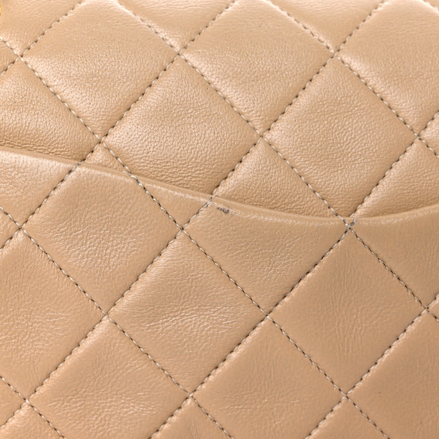 Lambskin Quilted Small Double Flap Beige