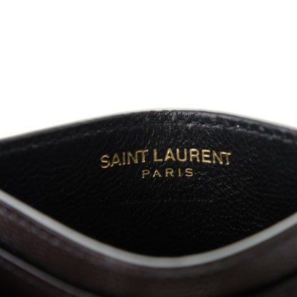 Saint Laurent Grain De Poudre Matelasse Chevron Monogram Credit Card Case Black 5 of 7