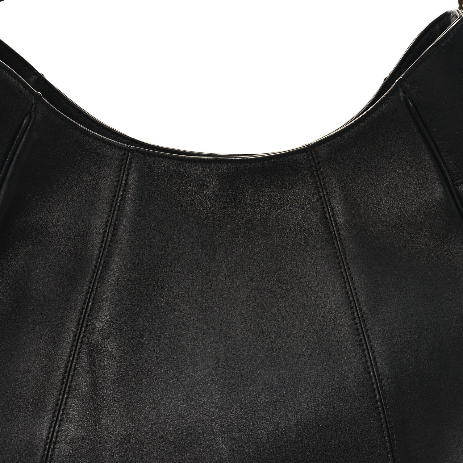 Salvatore Ferragamo Calfskin Elle Gancini Chain Hobo Black 7 of 9