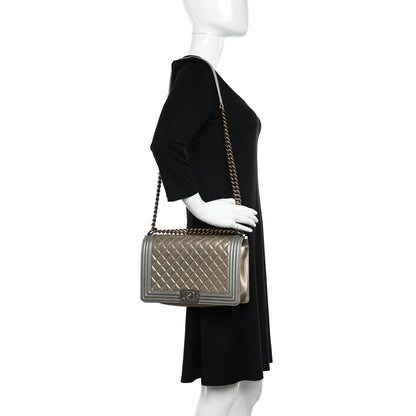 Chanel Metallic Calfskin Quilted New Medium Boy Flap Khaki 2 of 11
