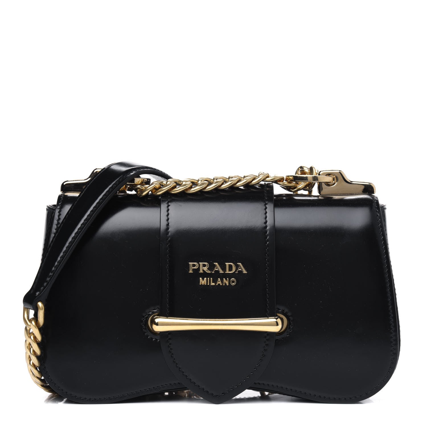 Prada Spazzolato Sidonie Small Chain Crossbody Bag Black 1 of 4