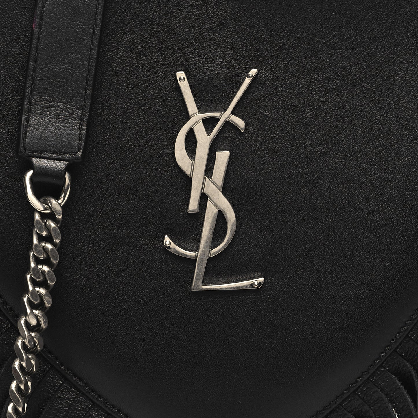 Calfskin Fringe Small Monogram Love Shoulder Bag Black