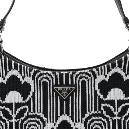 Prada Maglia Jacquard Cleo Shoulder Bag Black White 7 of 9