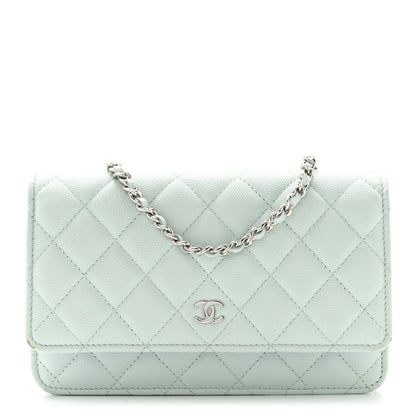 Chanel Caviar Quilted Wallet on Chain WOC Light Blue 1 of 12