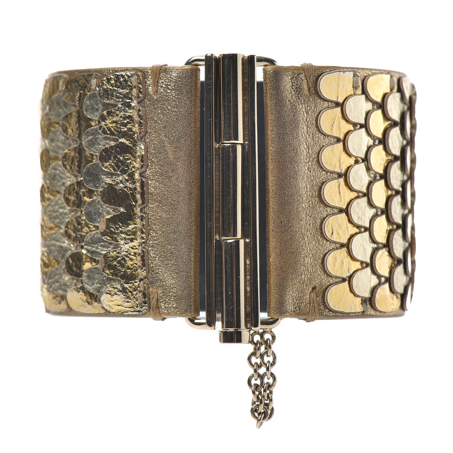 Metallic Goatskin Lambskin Calfskin CC Scales Cuff M Gold