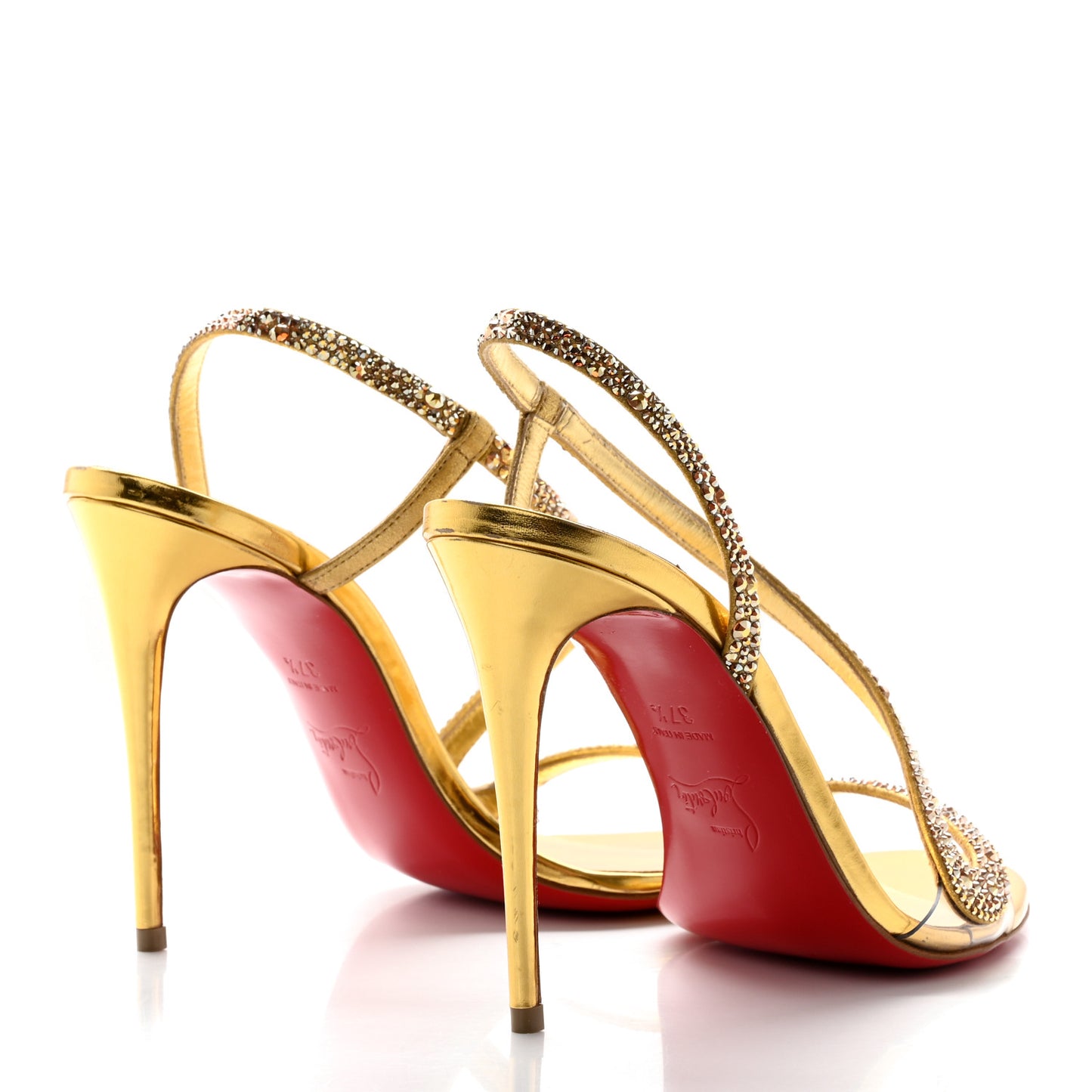 Suede Crystal Strass Rosalie 100 Sandals 37.5 Gold