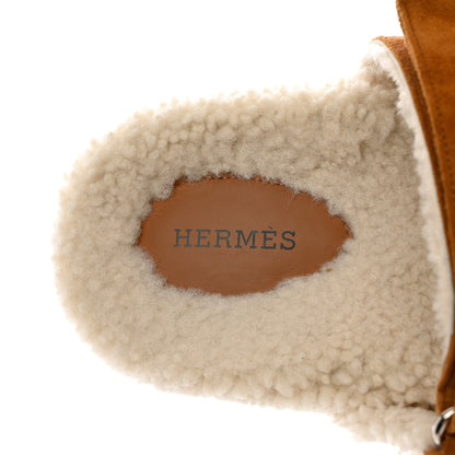 Hermes Suede Goatskin Woolskin Womens Chypre Sandals 39 Naturel Ecru 6 of 10