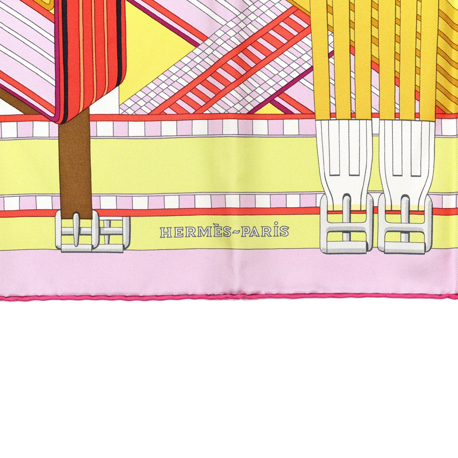 Hermes Silk Double Sangle Scarf 90 Marine Jaune Vif Multicolor 2 of 5
