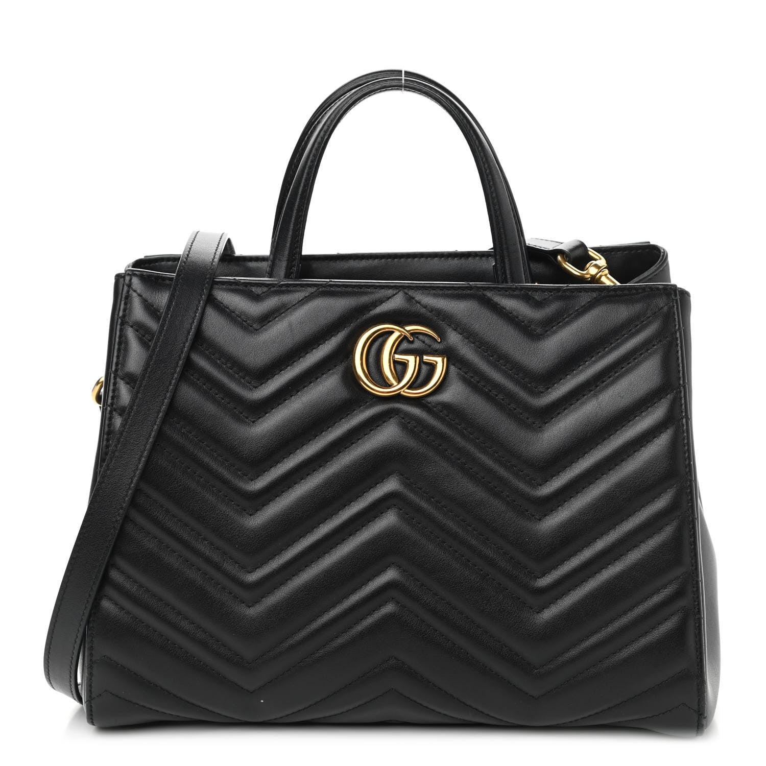 Gucci Calfskin Matelasse Small GG Marmont Tote Black 1 of 10