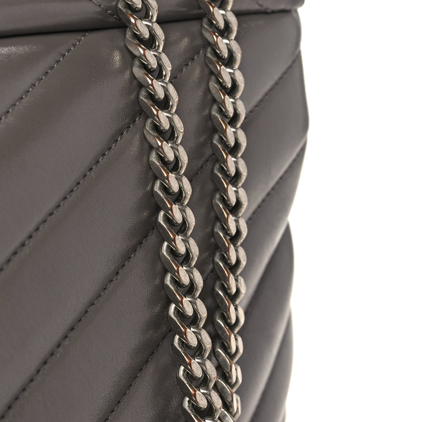 Calfskin Y Quilted Monogram Medium Loulou Chain Satchel Fog