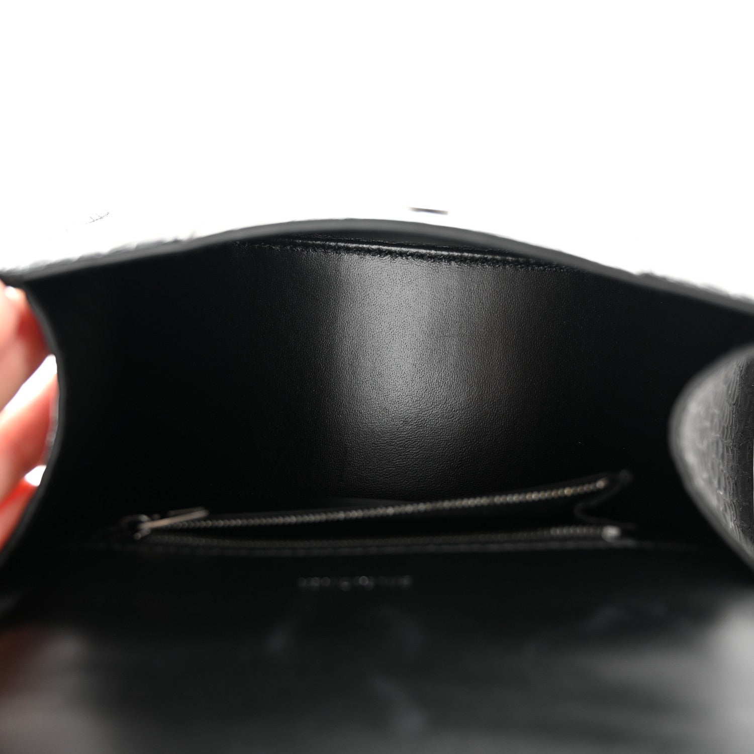 Balenciaga Shiny Calfskin Monochrome Crocodile Embossed Small Hourglass Top Handle Bag Black 4 of 10