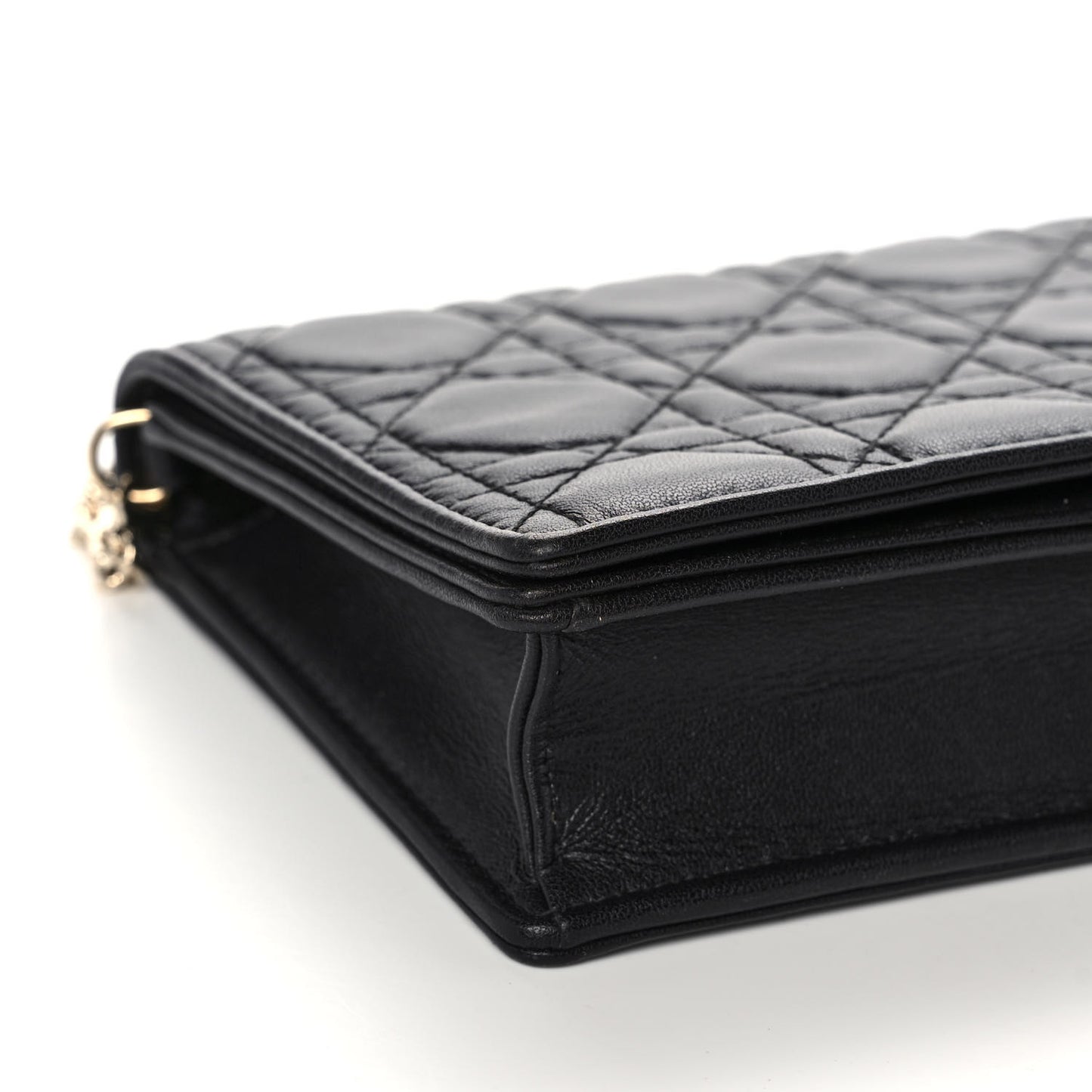 Lambskin Cannage Lady Dior Chain Wallet Black