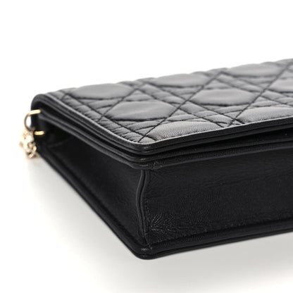 Christian Dior Lambskin Cannage Lady Dior Chain Wallet Black 8 of 10