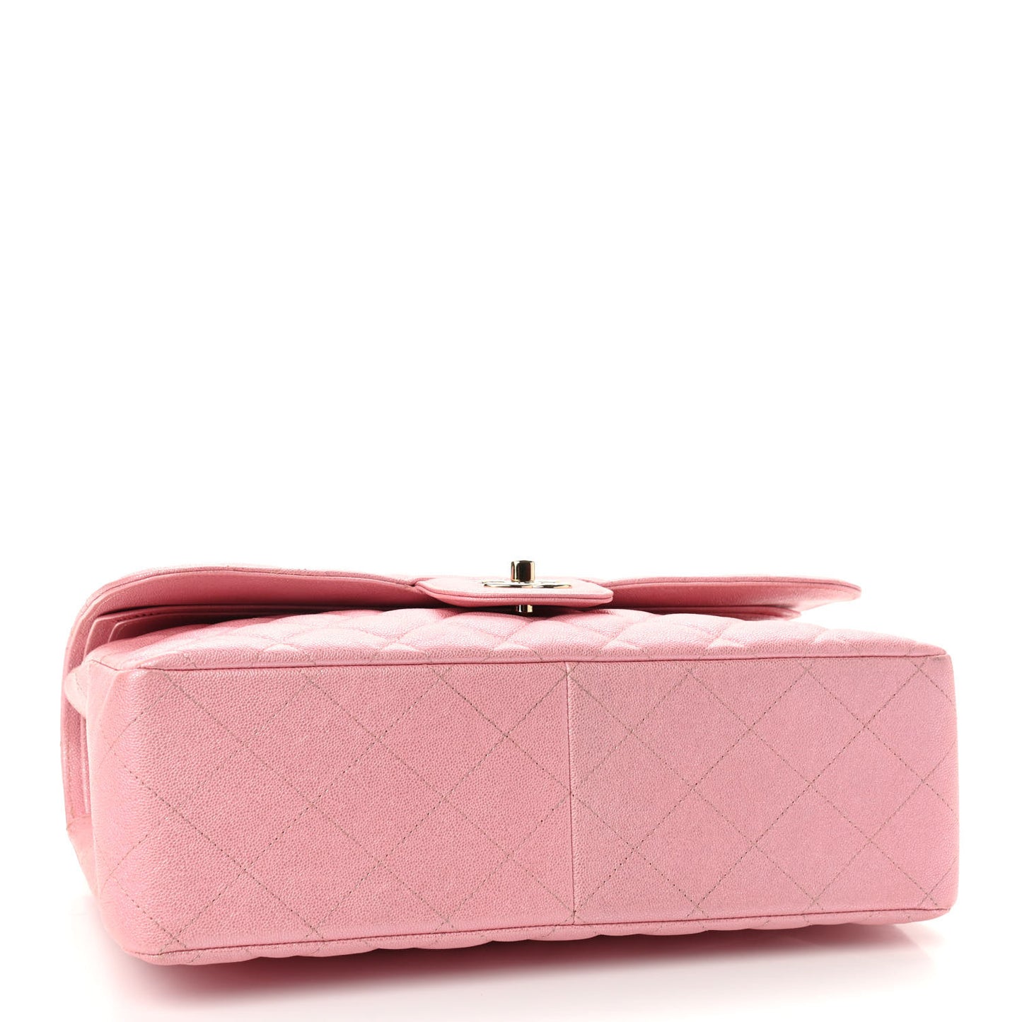Iridescent Caviar Quilted Jumbo Double Flap Rose Pink