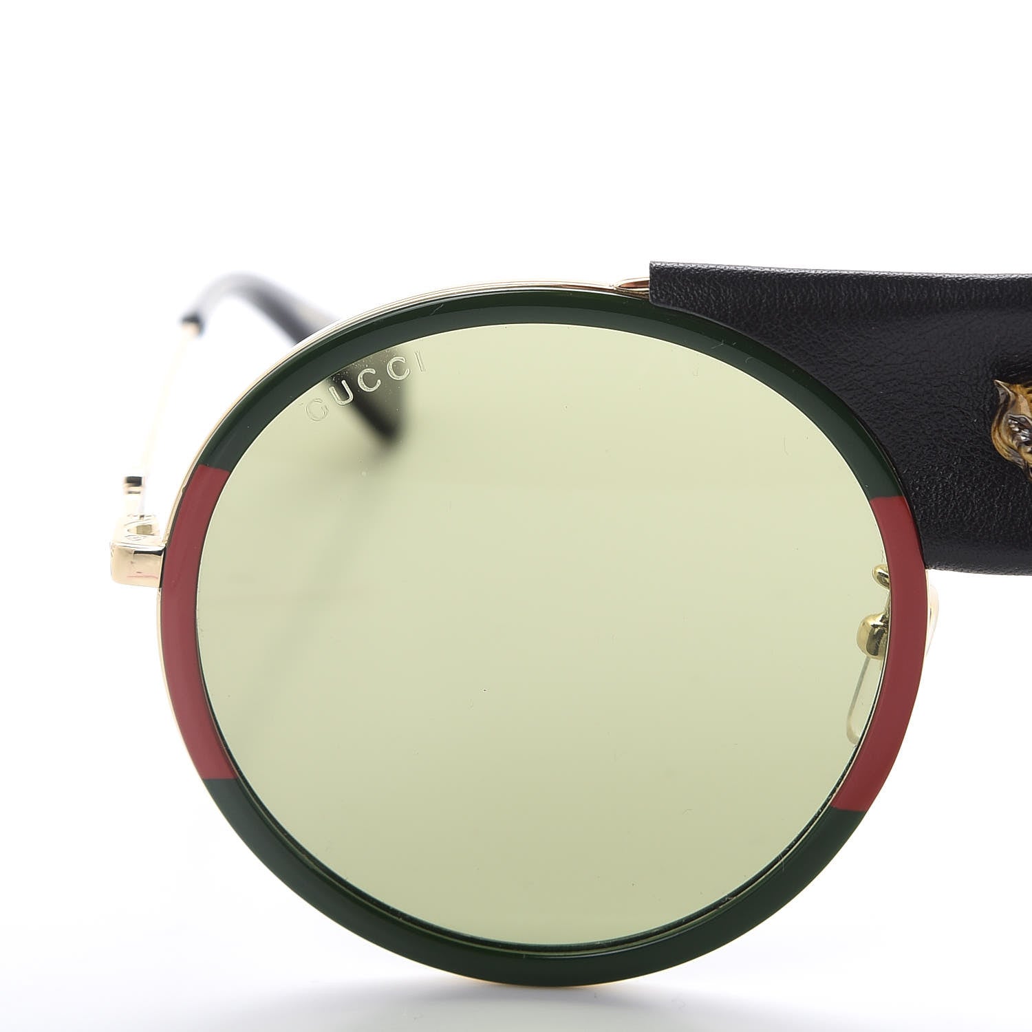 Gucci Round Frame Sunglasses GG0061S Gold Green 7 of 7