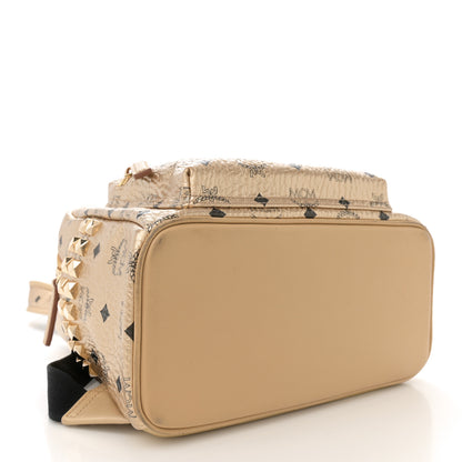 MCM Metallic Visetos Small Side Stud Stark Backpack Gold 4 of 13