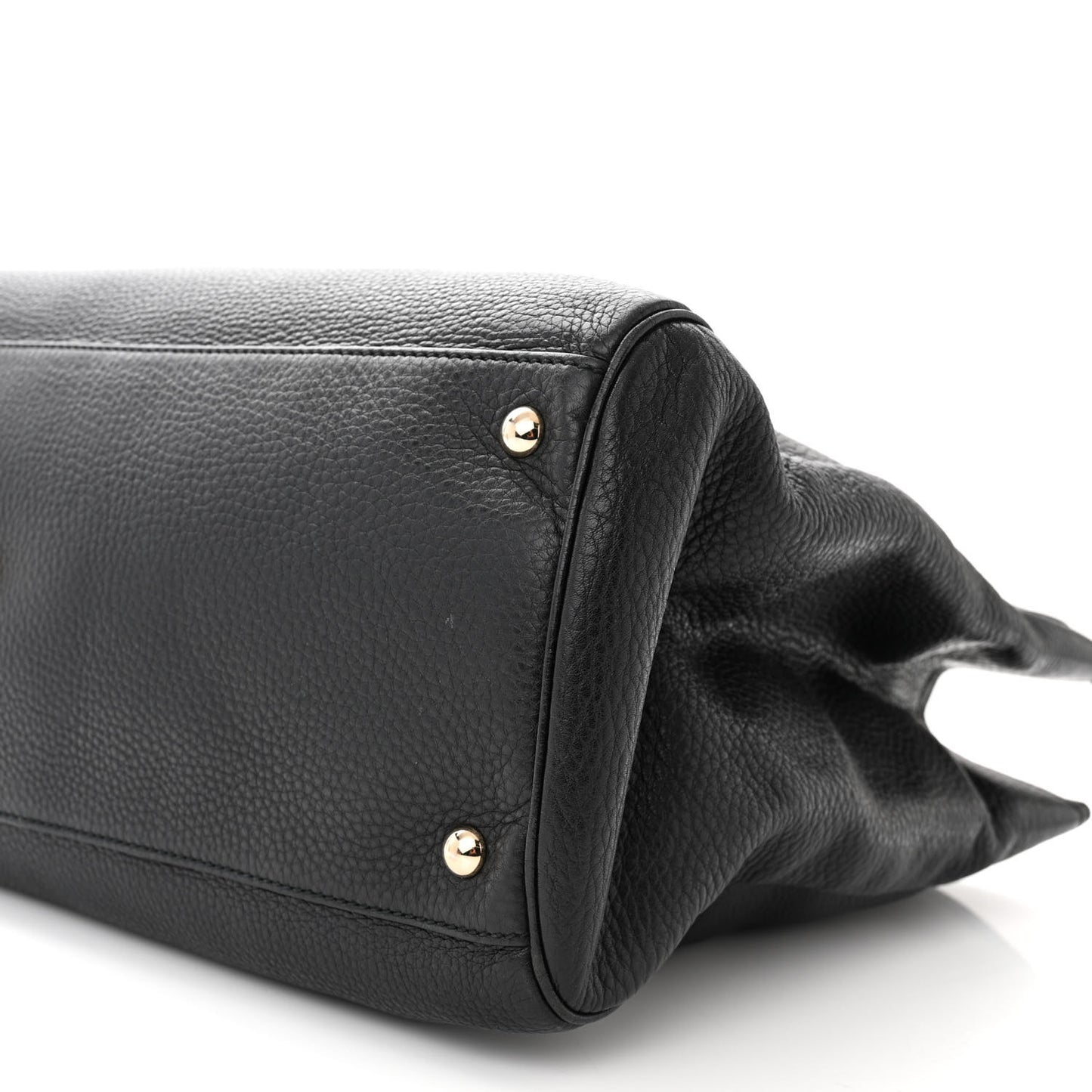 Pebbled Calfskin Large Bamboo Shopper Tote Black Black