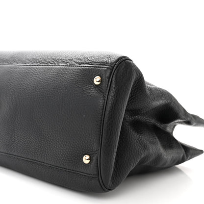 Gucci Pebbled Calfskin Large Bamboo Shopper Tote Black Black 10 of 11