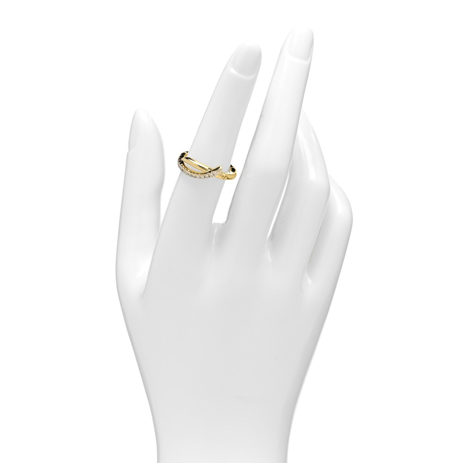 John Hardy 18K Yellow Gold Diamond Bamboo Criss Cross Band Ring 52 6 2 of 4