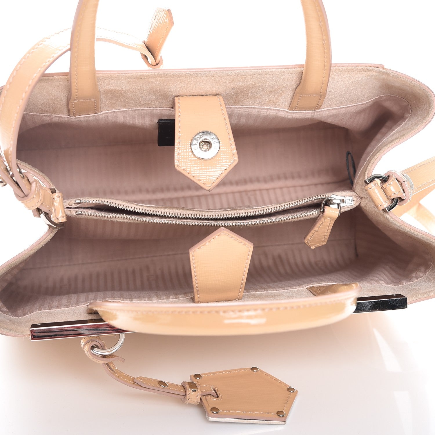Fendi Vitello Vernice Camoscio Petite 2Jours Tote Make Up 6 of 15