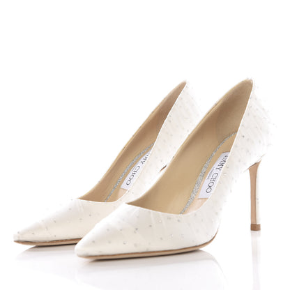 Jimmy Choo Mesh Glitter Pointy Toe Polka Dot Romy 85 Pumps 36 White Silver 2 of 10