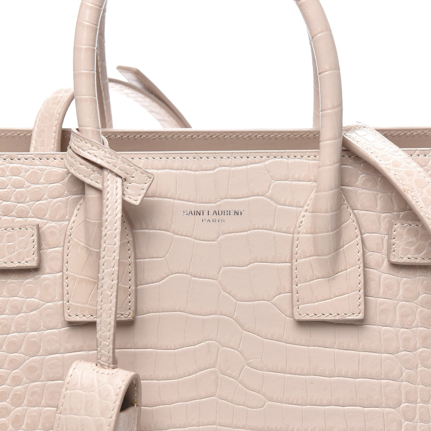 Calfskin Crocodile Embossed Baby Sac De Jour Rose Antic