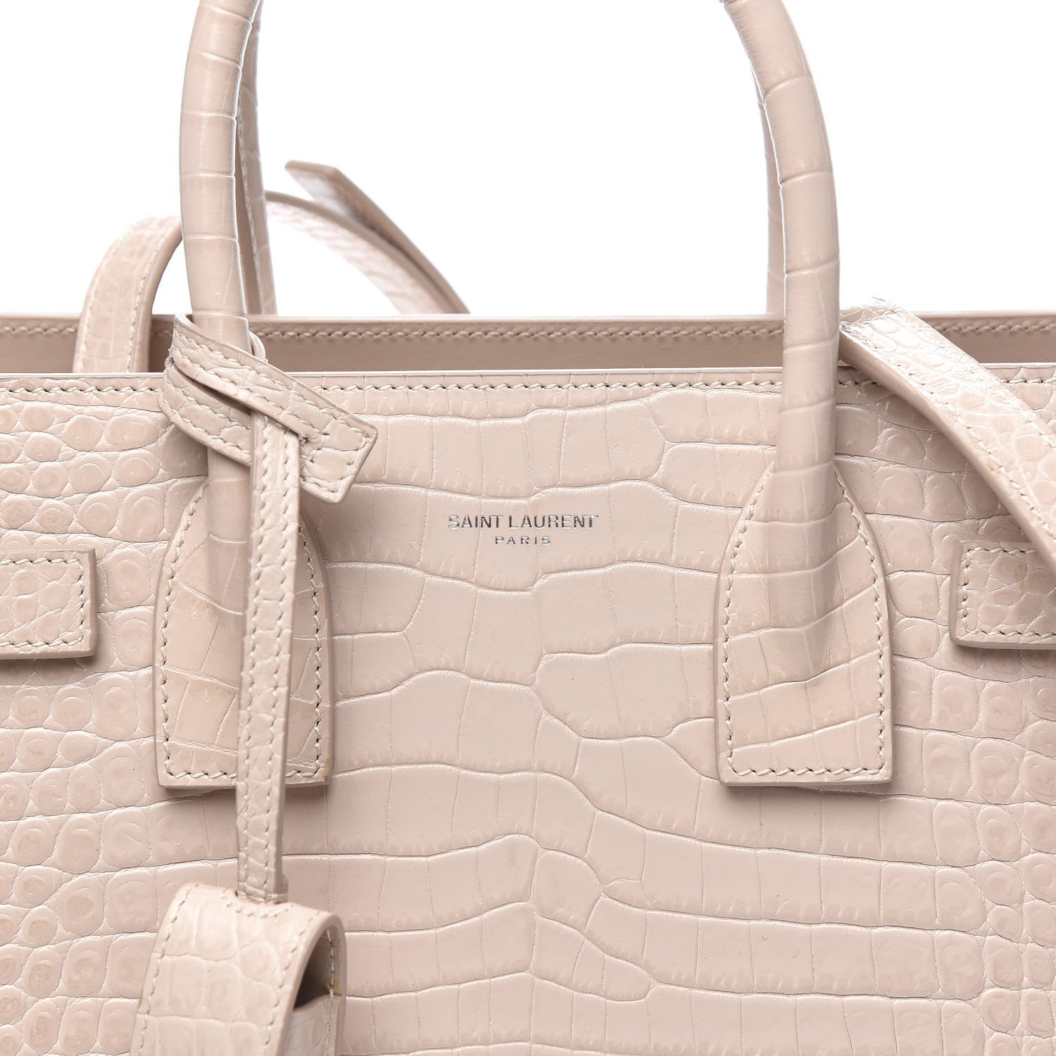 Saint Laurent Calfskin Crocodile Embossed Baby Sac De Jour Rose Antic 9 of 9