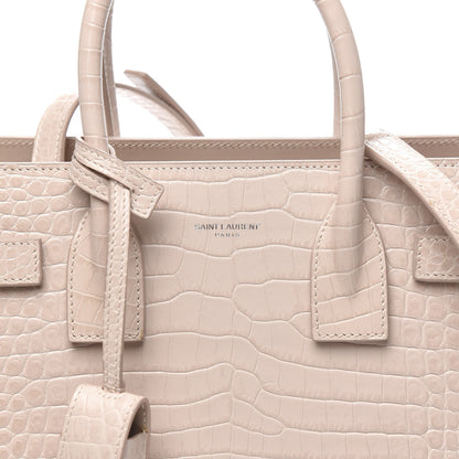 Saint Laurent Calfskin Crocodile Embossed Baby Sac De Jour Rose Antic 9 of 9