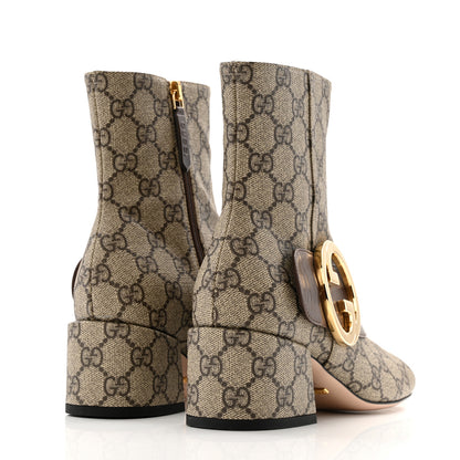 Gucci GG Supreme Monogram Malaga Kid Blondie 55mm Ankle Boots 35 Beige Ebony New Acero 4 of 13