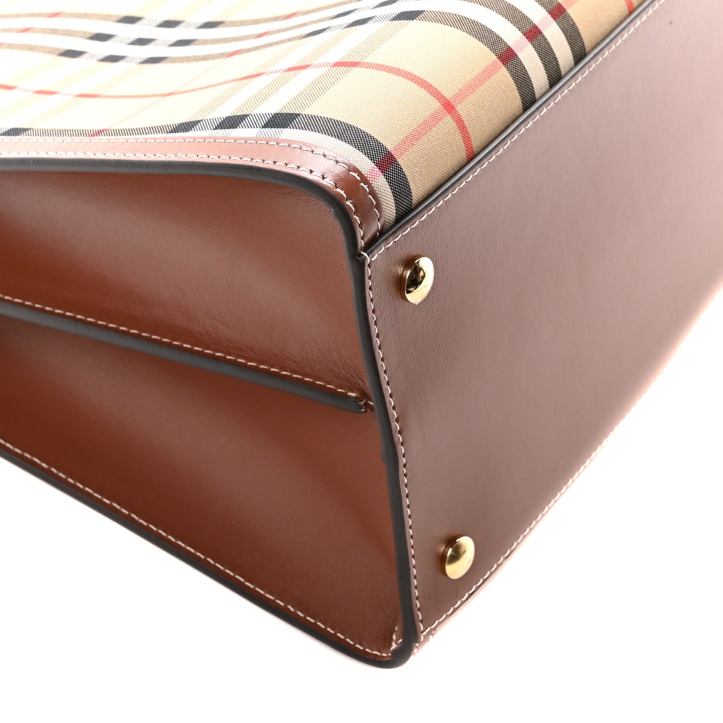 Calfskin Vintage Check Two Handle Title Bag Archive Beige