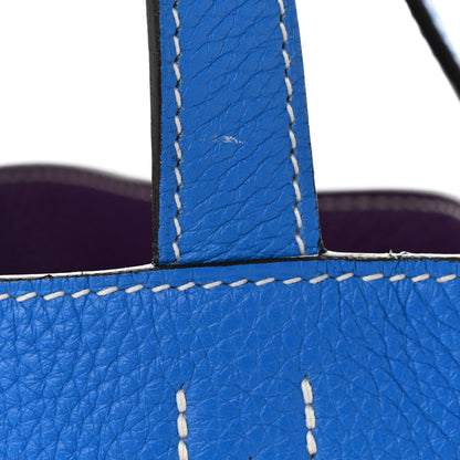 Hermes Taurillon Clemence Double Sens 45 Reversible Tote Bleu Zanzibar Ultraviolet 17 of 17