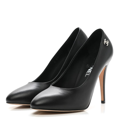 Chanel Lambskin CC Pumps 39.5 Black 3 of 9