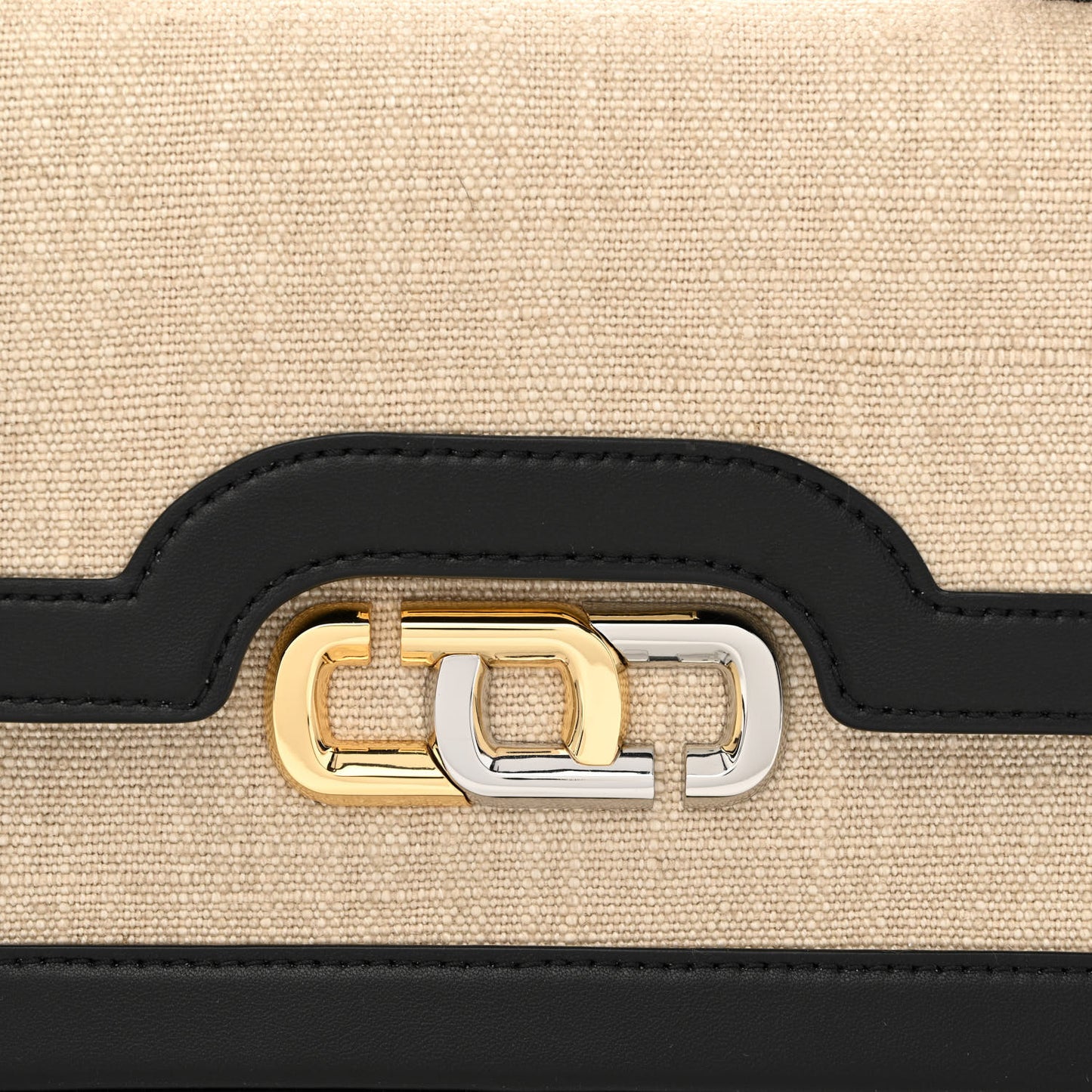 Canvas Calfskin The J Link Twist Shoulder Bag Brown Rice