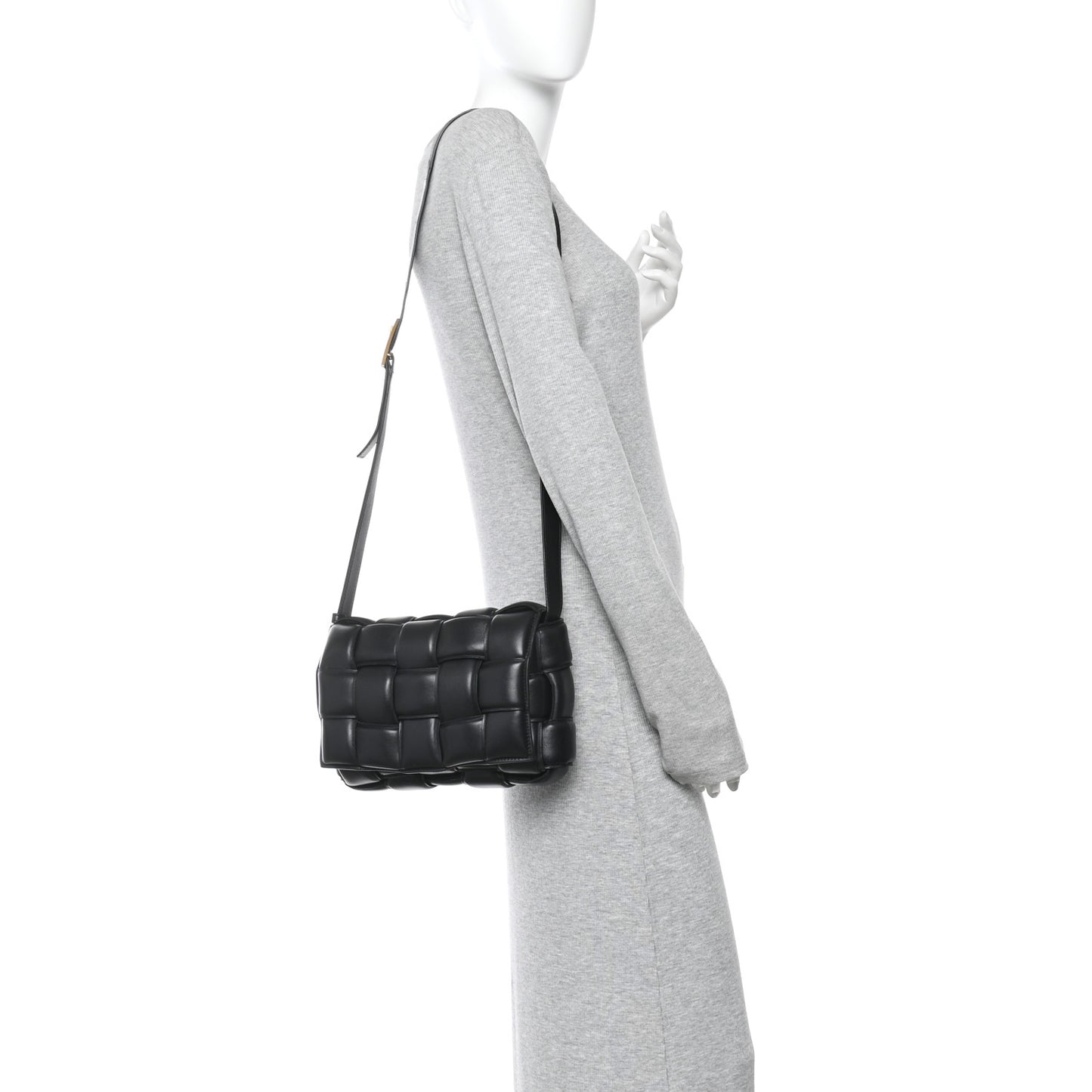 Nappa Maxi Intreccio Padded Cassette Crossbody Bag Black Black